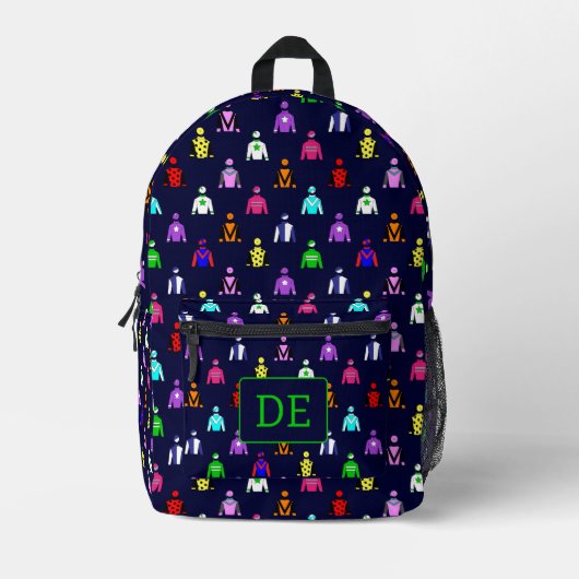 Paardenrennen Jockey Silks Monogram Bedrukte Rugzak (Voorkant)