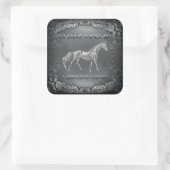 Paardenrennen Kampioenschap Levendig Rijk gegravee Vierkante Sticker (Tas)