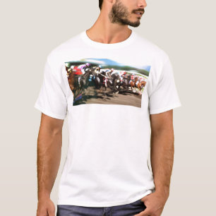 Paardenrennen - kleurrijke afbeelding t-shirt