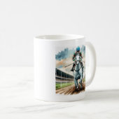 Paardenrennen mok met een stretch run. (Voorkant rechts)