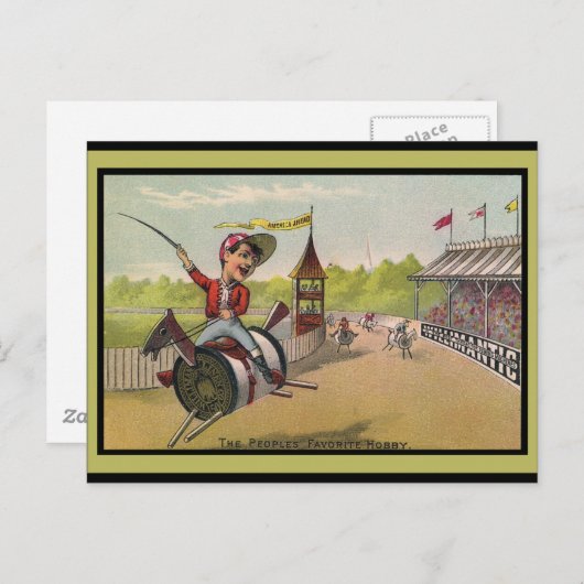 Paardenrennen op Thread Spools Briefkaart (Voorkant / Achterkant)