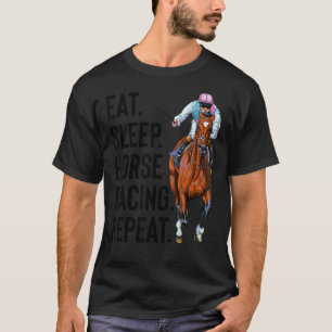 Paardenrennen Paardrijden Retro Derby Dag Jockey T-shirt
