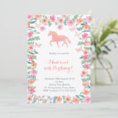 Paardenrennen Pony Lessons Party nodigt meisjes ui Kaart (Staand voorkant)