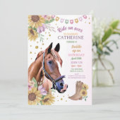 Paardenrennen Pony Zonnebloemmeisje Kaart (Staand voorkant)