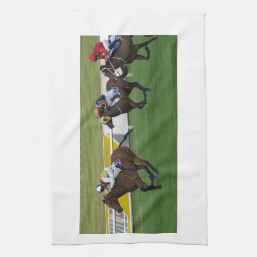 paardenrennen, racesport theedoek (Verticaal)