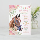 Paardenrennen Roze Pony Bloemmeisjes Birthday Kaart (Staand voorkant)