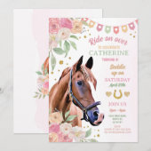 Paardenrennen Roze Pony Bloemmeisjes Birthday Kaart (Voorkant / Achterkant)