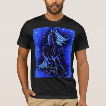 Paardenrennen T-shirt Blauw Moonlight Sterrennacht