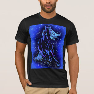 Paardenrennen T-shirt Blauw Moonlight Sterrennacht