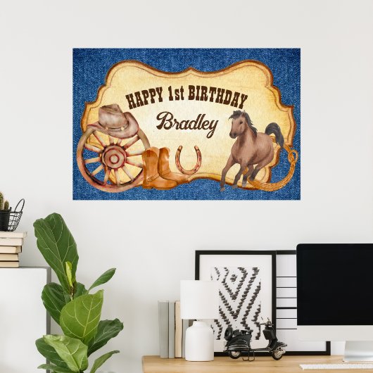 Paardenrennen van cowboy rodeo poster (Thuiskantoor)