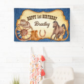 Paardenrennen van cowboy rodeo spandoek (Insitu)