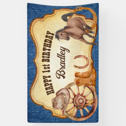 Paardenrennen van cowboy rodeo spandoek (Verticaal)
