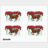  Paardenrennen w / Rozen Design Rechthoekige Sticker (Vel)