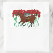  Paardenrennen w / Rozen Design Rechthoekige Sticker (Tas)