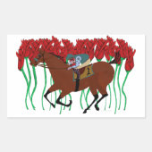 Paardenrennen w / Rozen Design Rechthoekige Sticker (Voorkant)