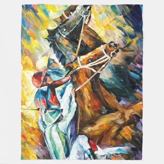 Paardenrennen XL Fleece Deken (Voorkant)