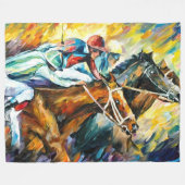 Paardenrennen XL Fleece Deken (Voorkant (Horizontaal))