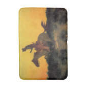 Paardenrenner Tegen de Zonsondergang in het Wilde  Badmat (Voorkant Verticaal)