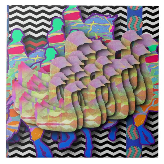 Paardenrenners en Wildlife Duck Menagerie Tegeltje (Voorkant)