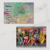 PAARDENRENNERS, MUZIEK IN NIGHT Gold Blue Sparkles Visitekaartje (Voorkant / Achterkant)