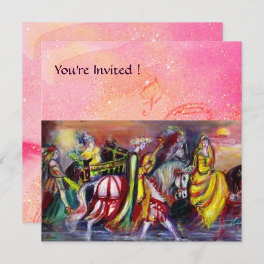 PAARDENRIJDERS, MUZIEK 'S AVONDS, Roze Goud fonkel Kaart (Voorkant / Achterkant)