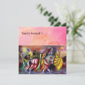 PAARDENRIJDERS, MUZIEK 'S AVONDS, Roze Goud fonkel Kaart (Staand voorkant)