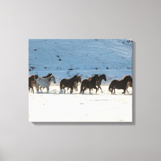 Paardenrit in de winter op Hideout Ranch Canvas Afdruk (Voorkant)