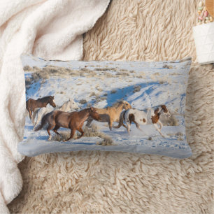 Paardenrit in de winter op Hideout Ranch Kussen