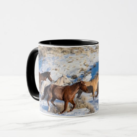 Paardenrit in de winter op Hideout Ranch Mok (Voorkant links)