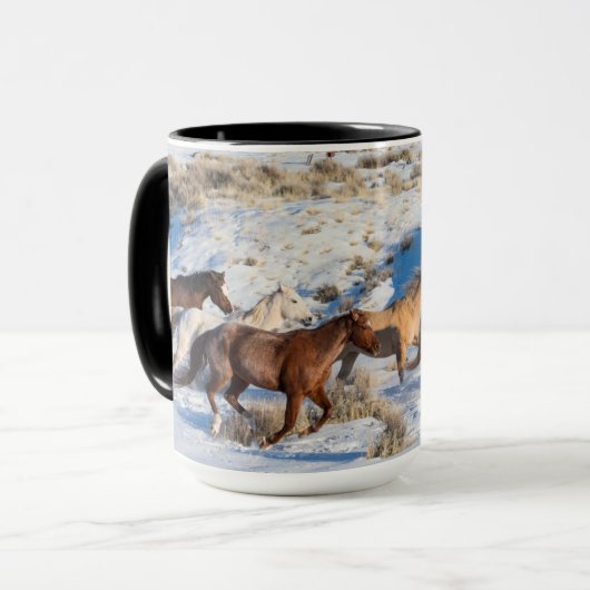 Paardenrit in de winter op Hideout Ranch Mok (Voorkant links)