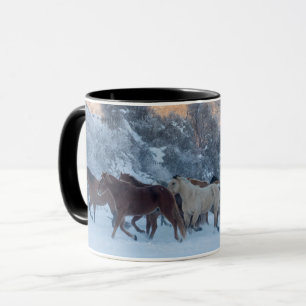 Paardenrit in de winter op Hideout Ranch Mok