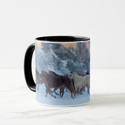 Paardenrit in de winter op Hideout Ranch Mok (Voorkant links)