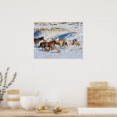 Paardenrit in de winter op Hideout Ranch Poster (Keuken)