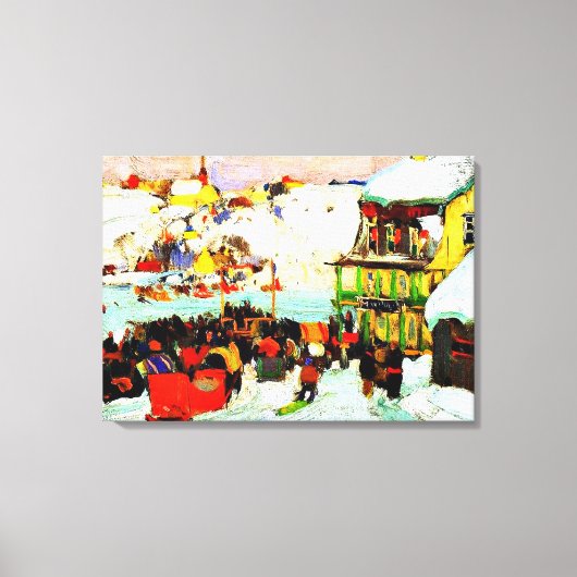 Paardenroosters in de winter door Clarence Gagnon Canvas Afdruk (Voorkant)