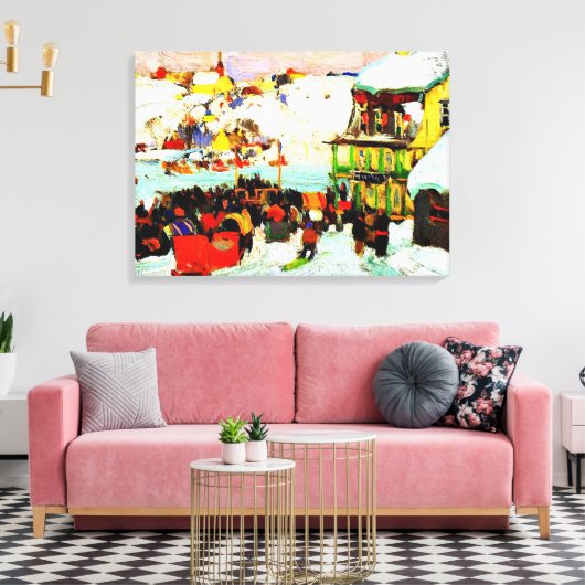 Paardenroosters in de winter door Clarence Gagnon Canvas Afdruk (Insitu (Woonkamer))