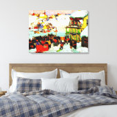 Paardenroosters in de winter door Clarence Gagnon Canvas Afdruk (Insitu (Slaapkamer))