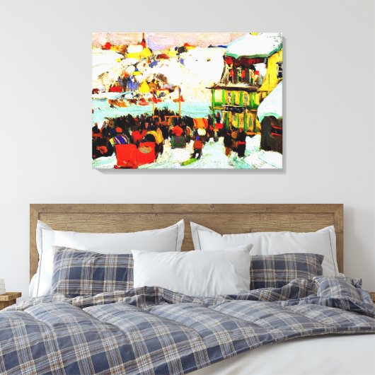 Paardenroosters in de winter door Clarence Gagnon Canvas Afdruk (Insitu (Slaapkamer))