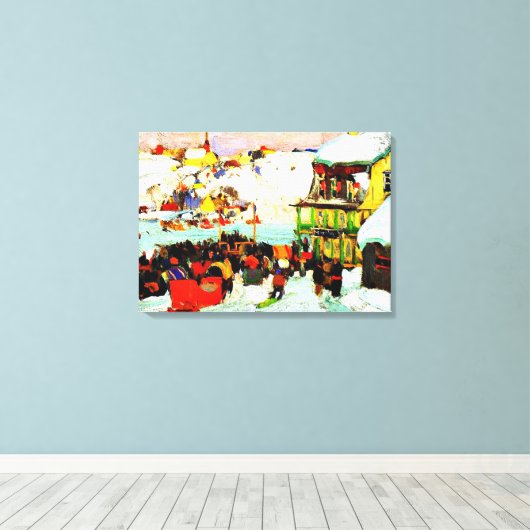 Paardenroosters in de winter door Clarence Gagnon Canvas Afdruk (Insitu (Houten vloer))