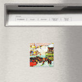 Paardenroosters in de winter door Clarence Gagnon Magneet (Insitu (Vaatwasser))