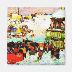 Paardenroosters in de winter door Clarence Gagnon Magneet