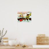 Paardenroosters in de winter door Clarence Gagnon Poster (Keuken)