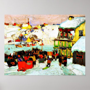 Paardenroosters in de winter door Clarence Gagnon Poster