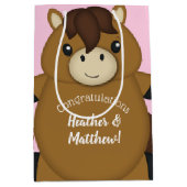 Paardenroze Baby shower Medium Cadeauzakje (Voorkant)
