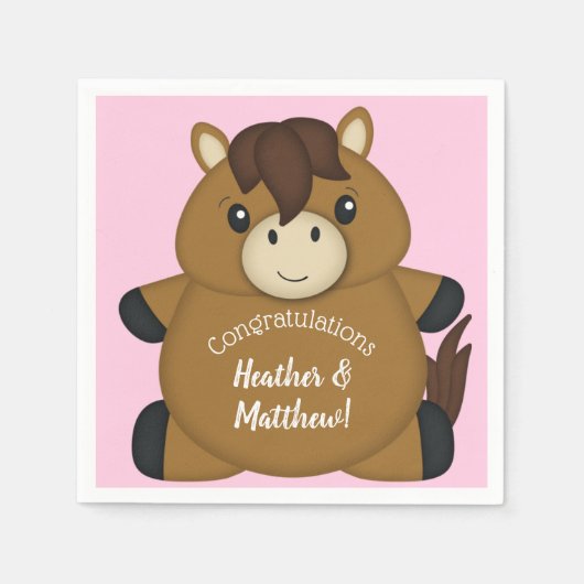Paardenroze Baby shower Servet (Voorkant)