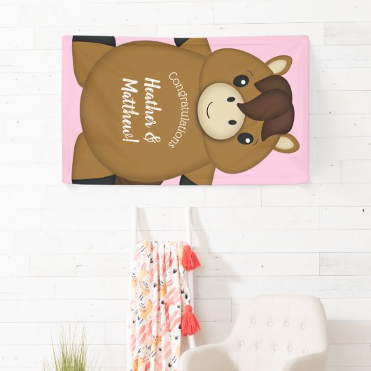 Paardenroze Baby shower Spandoek (Insitu)