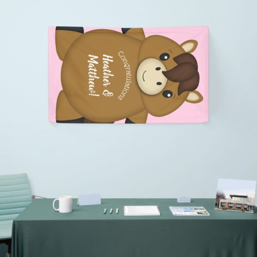Paardenroze Baby shower Spandoek (Beurs)