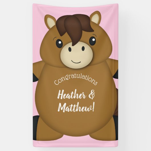 Paardenroze Baby shower Spandoek (Verticaal)