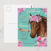 Paardenroze Floral Birthday Briefkaart (Voorkant / Achterkant)