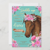 Paardenroze Floral Birthday Kaart (Voorkant)