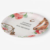 Paardenroze Floral Birthday Papieren Bordje (Gekanteld)